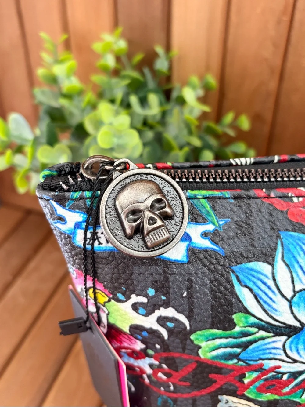 Ed Hardy “Love Kills Slowly” Cosmetic Case, Skull Makeup Travel Bag, Tattoo Art